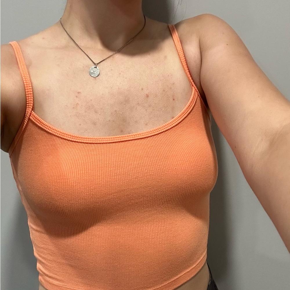 SHEIN Orange Fitted Crop Camisole